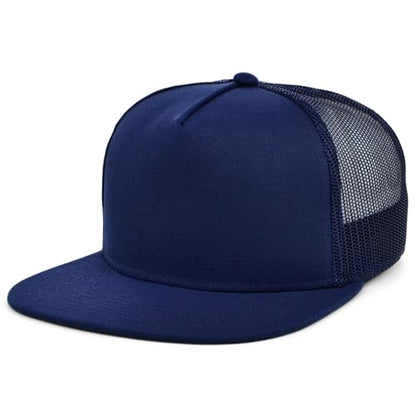 Lids Blank Essential 5-Panel Trucker Adjustable Snapback Hat - color: Navy