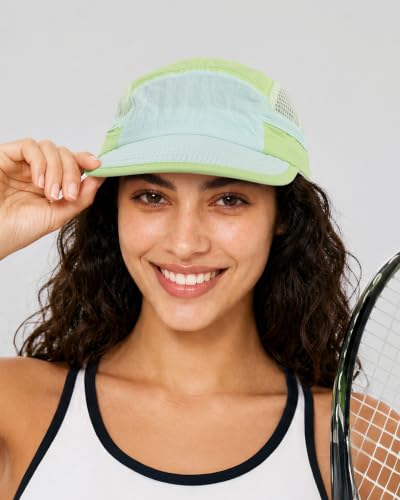 Croogo Short Brim 5 Panel Baseball Cap Mesh Quick Drying Sports Hat for Men - color: Lime Green