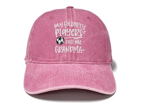 Adjustable Embroidery Hat for Men Women, Gift Baseball Cap for Adult - color: Soccer Grandma (Washed Pink)
