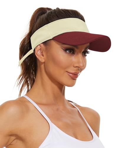 Century Star Visors for Women Mens Sun Visor Hats Sports Outdoor Tennis Running Adjustable Beach Cap Sun Protection - color: Z White-red