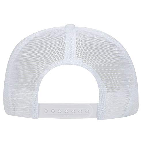 OTTO SNAP Round Flat Visor High Crown Mesh Back 5 Panel Trucker Snapback - color: White