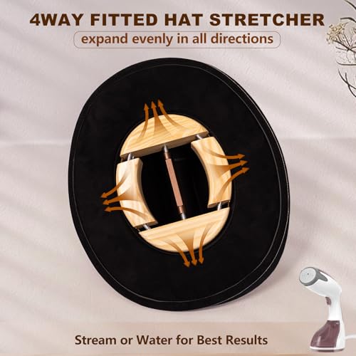 Hat Stretcher 4 Way, Hat Stretcher for Fitted Hats Size 6 7/8 to 8 1/2 - color: Brown