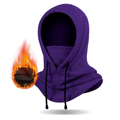 Winter Balaclava Ski Mask: Warm Fleece Hood Hats Face Cover - color: Purple