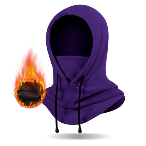 Winter Balaclava Ski Mask: Warm Fleece Hood Hats Face Cover - color: Purple