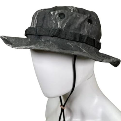 Military Boonie Hat, A-TACS Camo Pattern, Tactical Sun Hat with Chin Strap - color: A-tacs Ghost, size: 7 1/4