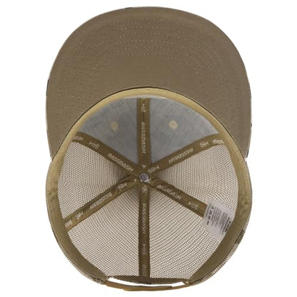 BASSDASH Flat Brim Trucker Cap Adjustable Snapback Hat Mesh Back for Men Women - color: Mountain Camo