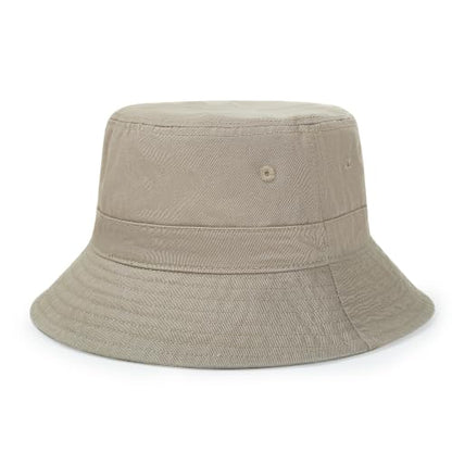 Cotton Bucket Hat Packable Beach Sun Hat for Women Men - color: Khaki