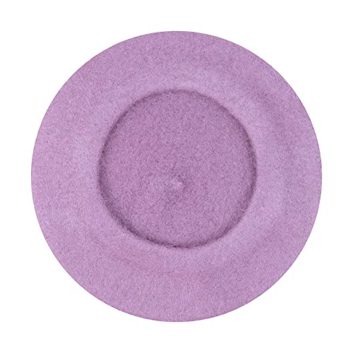 Gllutt Women Wool Beret Hat French Style Solid Color - color: Lilac