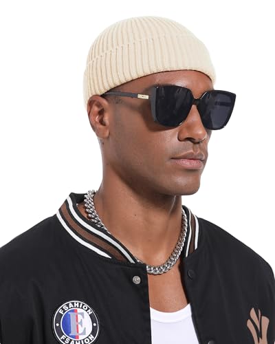 Short Fisherman Beanie for Men Women Wool Fleece Lined Winter Hat - color: 1pcs-beige