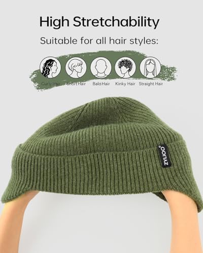 Zylioo XXL XL L Beanie for Big Heads Men Women, Ear Flap Winter Knit Hat - color: Army Green, size: X-Large-3X-Large