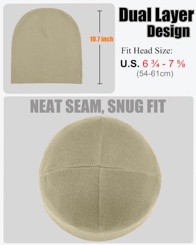 ROYBENS Thin 100% Cotton Beanie for Men Women Lightweight Slouchy Chemo Hat - color: 1pcs-khaki