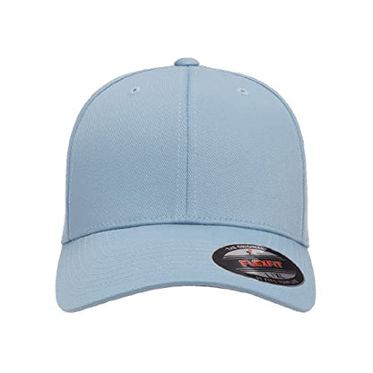 Flexfit Wooly Combed 6-Panel Structured Baseball Cap | Stretch Fitted - color: Carolina Blue, size: Large-X-Large