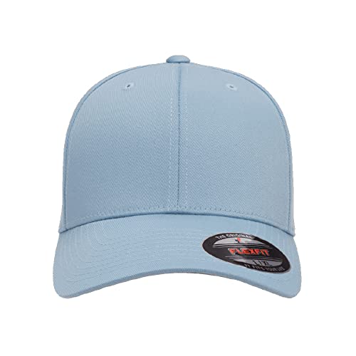 Flexfit Wooly Combed 6-Panel Structured Baseball Cap | Stretch Fitted - color: Carolina Blue, size: Large-X-Large