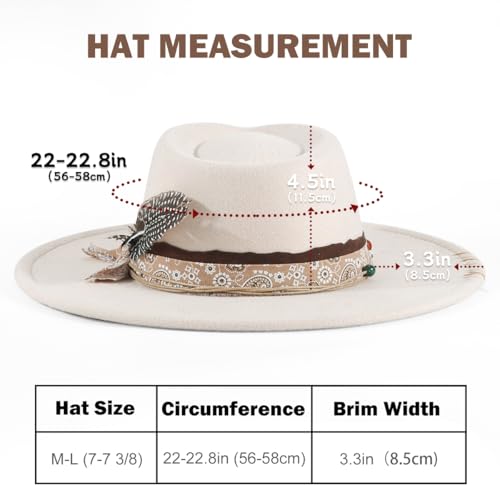 Big Brim Fedora Mens Women Boho Hat Handmade Dress Up Hats - color: Beige
