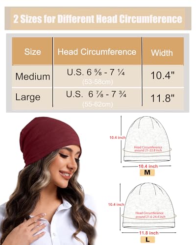100% Cotton Summer Beanie for Men Women, Thin Soft Slouchy Beanies - color: 1pcs-wine Red, size: Large