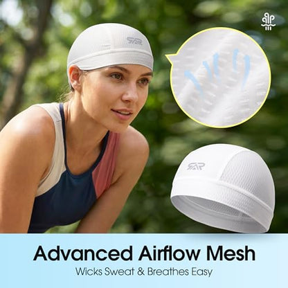 LONGLONG 2-Pack Breathable Skull Caps Helmet Liner for Motorcycle Hard Hat - color: Black+white