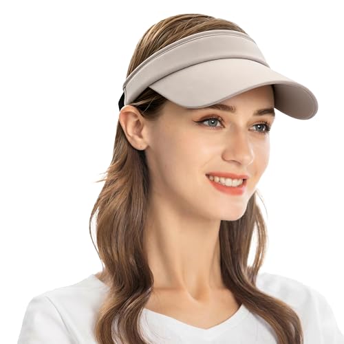 ZLYC Print Sports Sun Visors for Women Girls - color: Solid Light Gray