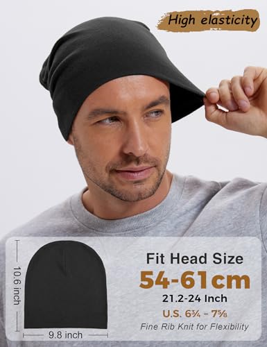 100% Cotton Thin Beanie Hat Women Men Soft Slouchy Chemo Skull Cap - color: 1pc Black