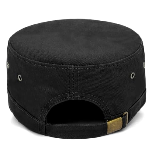 Cadet Hat Flat Top Hats Army Military Caps for Men Women - color: Black D