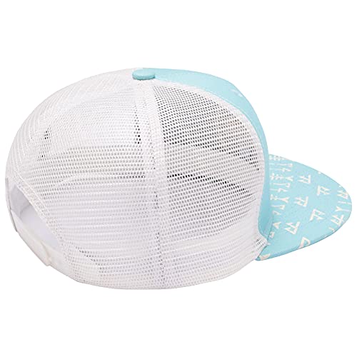 BASSDASH Flat Brim Trucker Cap Adjustable Snapback Hat Mesh Back for Men Women - color: Turquoise