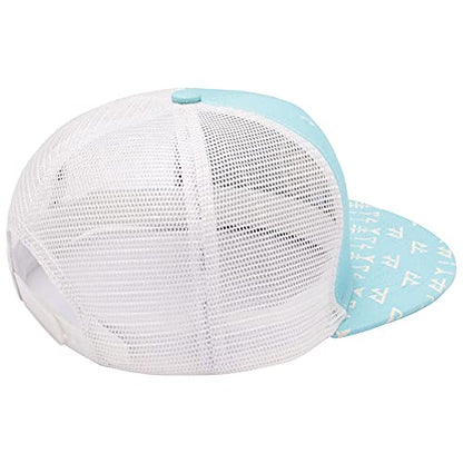 BASSDASH Flat Brim Trucker Cap Adjustable Snapback Hat Mesh Back for Men Women - color: Turquoise