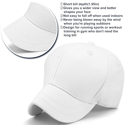 Loneshark Short Brim Baseball Hat for Running Small Bill Umpire Cap - color: White