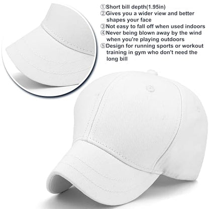 Loneshark Short Brim Baseball Hat for Running Small Bill Umpire Cap - color: White
