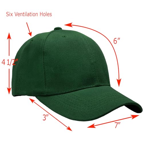 Falari Wholesale Bulk Lot 12-Pack Baseball Cap Adjustable Size Plain Blank Solid Color - color: Hunter Green