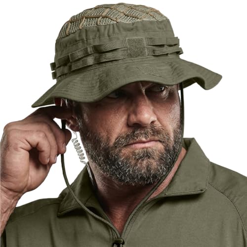 CQR Men's Tactical Boonie Hat, Breathable Packable Sun Hat for Hunting, Hiking, Fishing, Shooting, and Outdoor Activities - color: Sentinel Soil Green, size: Small-Medium