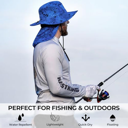 KastKing Sol Armis UPF 50 Boonie Hat for Sun Protection,Men Women - color: Deep Blue (With Shield)