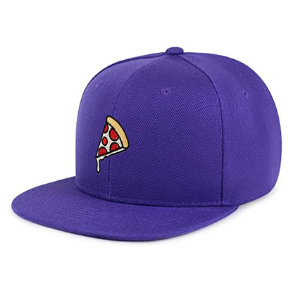 JPAK Pizza Hip-Hop Snapback Hat Embroidered Baseball Cap Foodie - color: 05. Purple