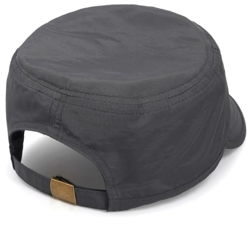 Cadet Army Cap Unisex Military Hat Adjustable Flat Top Cap Baseball Cap - color: Dark Grey
