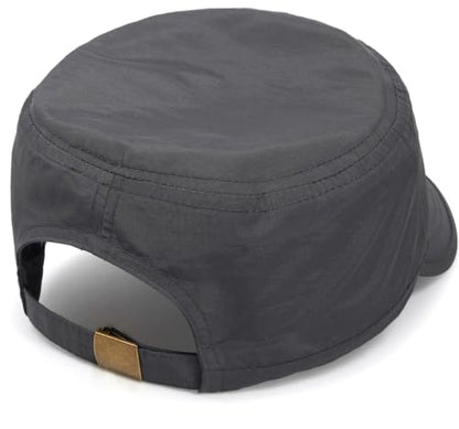 Cadet Army Cap Unisex Military Hat Adjustable Flat Top Cap Baseball Cap - color: Dark Grey