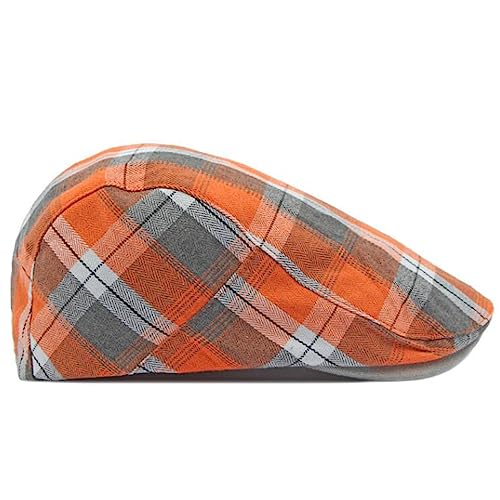 2 Pack Mens Newsboy Flat Cap Plaid Ivy Gatsby Cabbie Driving Golf Hat Beret - color: 2 Pcs Set D