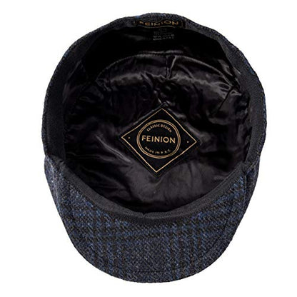 FEINION Men's Wool Tweed Newsboy Ivy Cap Gatsby Golf Flat Hat - color: Plaid Blue, size: 7 3/4