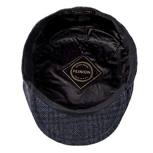FEINION Men's Wool Tweed Newsboy Ivy Cap Gatsby Golf Flat Hat - color: Plaid Blue, size: 7 1/4