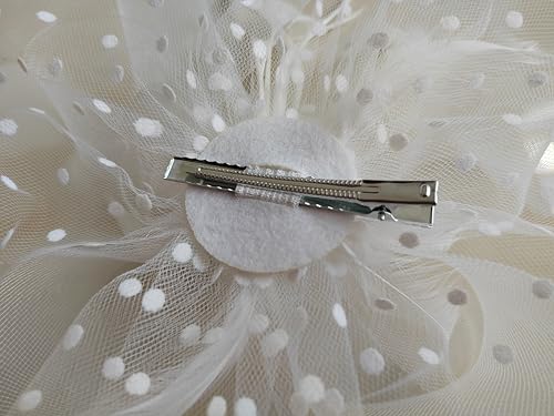 JUNBESTN Fascinators Hat Tea Party Headwear for Women Flower Mesh Feathers Headband - color: White