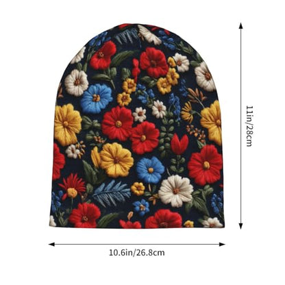 Slouchy Beanie Hat Skull Cap Chemo Headwear Baggy Hats for Men Women Running Cycling - color: Colorful Floral