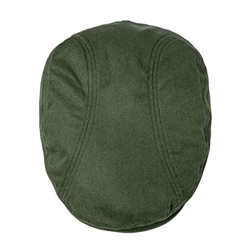 BOTVELA Men Cotton Twill Newsboy Flat Hat Fitted Cap - color: Army Green, size: 7 7/8