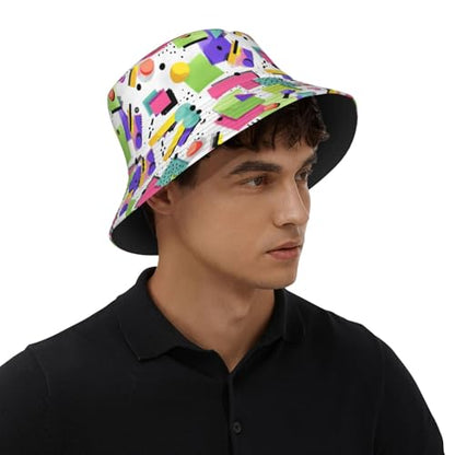 Bucket Hat for Men Women Packable Sun Hats Fisherman Outdoor Summer Travel Hiking Beach Caps - color: 8090s White