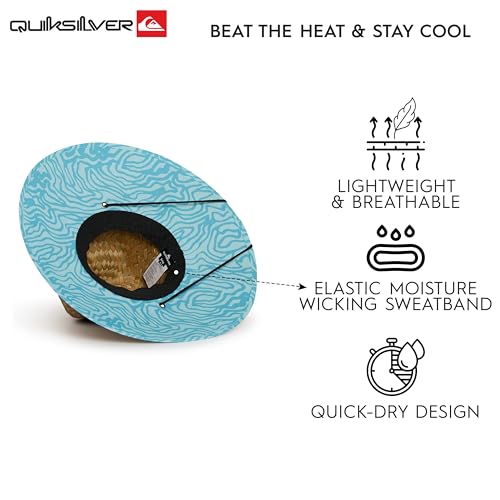 Quiksilver Men's Wide Brim Outdoor Lifeguard Straw Sun Hat - color: Limpet Shell, size: Small-Medium