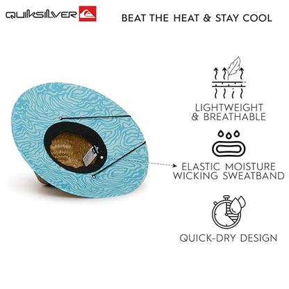 Quiksilver Men's Wide Brim Outdoor Lifeguard Straw Sun Hat - color: Limpet Shell, size: Small-Medium