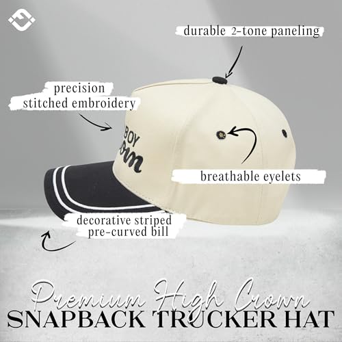 Funky Junque Women's 2 Tone Trucker Hats - color: Boy Mom - Black/Beige