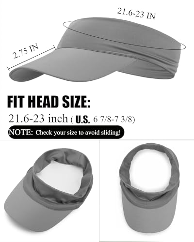 Cooling Sun Stretchy Visor Hat for Men Women,Soft Headband Visors - color: 1-light Grey