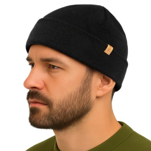 TOP-EX Merino Wool Fisherman Beanie for Men Women, Knit Watch Cap Winter - color: Classic Black, size: X-Large-XX-Large