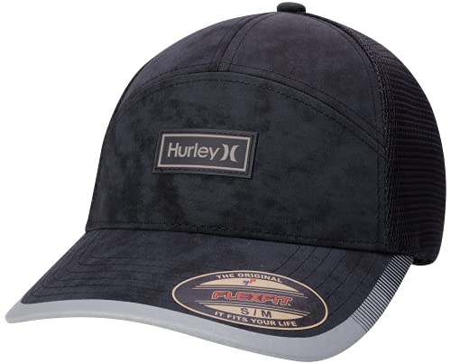 Hurley Men's Baseball Cap - Mission Curved Brim Fitted Trucker Hat - color: Black, size: Medium