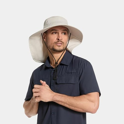 Cooling Sun Defender Sun Hat, UPF 50 UV Protection for Men Women, Wide Brim Outdoor Hat for Hiking, Fishing, Beach, Gardening - color: Glacier Grey