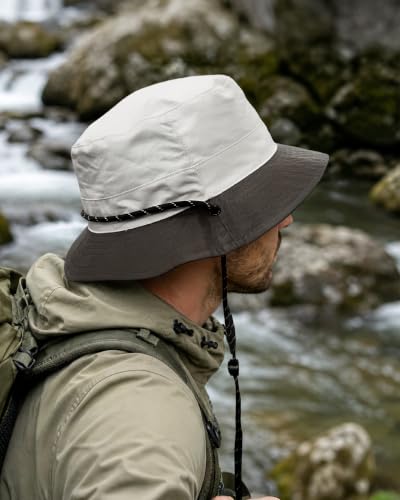Clakllie Reversible Packable Boonie Fishing Hat UV Protection Sun Beach Hat - color: Bk2601-beigetaupe