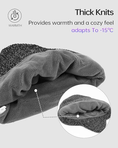 Zylioo XXL XL L Beanie for Big Heads Men Women, Ear Flap Winter Knit Hat - color: Black-gray, size: X-Large-3X-Large
