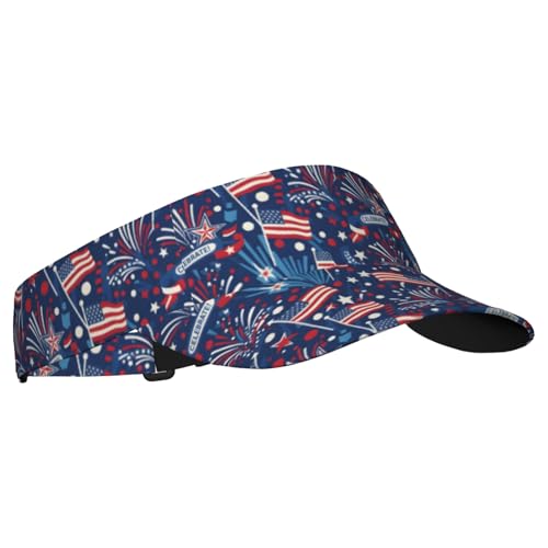 Adjustable Lightweight Open Top Sports Sun Visor Hat Cap for Golf Tennis - color: Patriotic Celebration